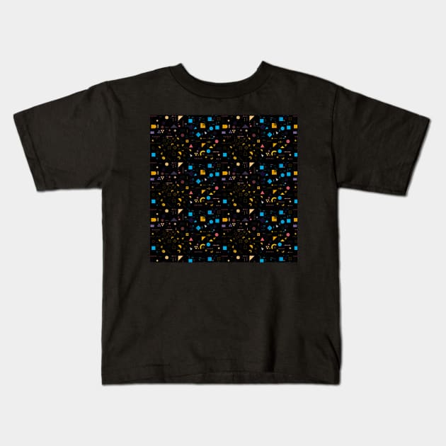 Coolest Geometric random forms mosaic Kids T-Shirt by Asiadesign